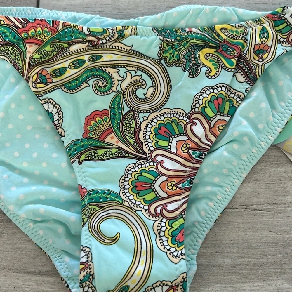 Hobie blue paisley bikini swim bottoms size small NEW